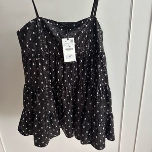 zara sequin polka dot tier dress